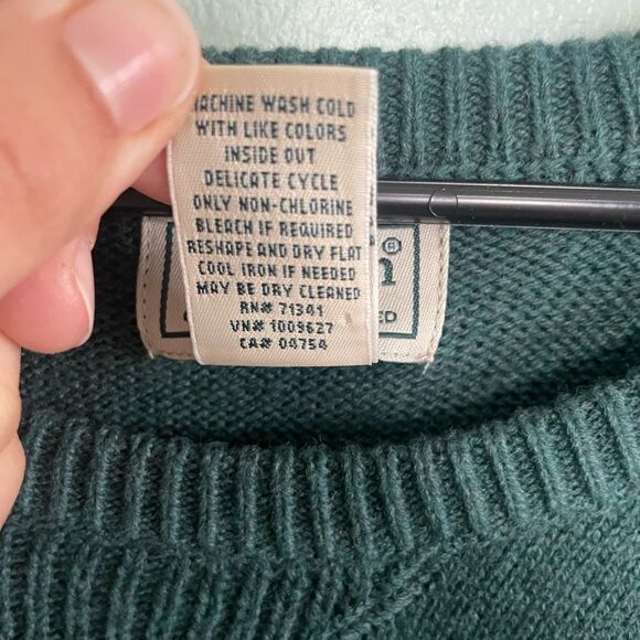 L.L. Bean Men’s Forest Green Cotton Cashmere Crew Neck  Sweater SZ XXL - Picture 4 of 8